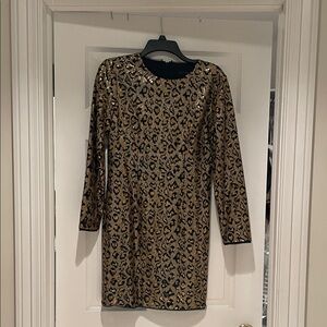 Aidan Mattox Gold and Black Sequin Dress